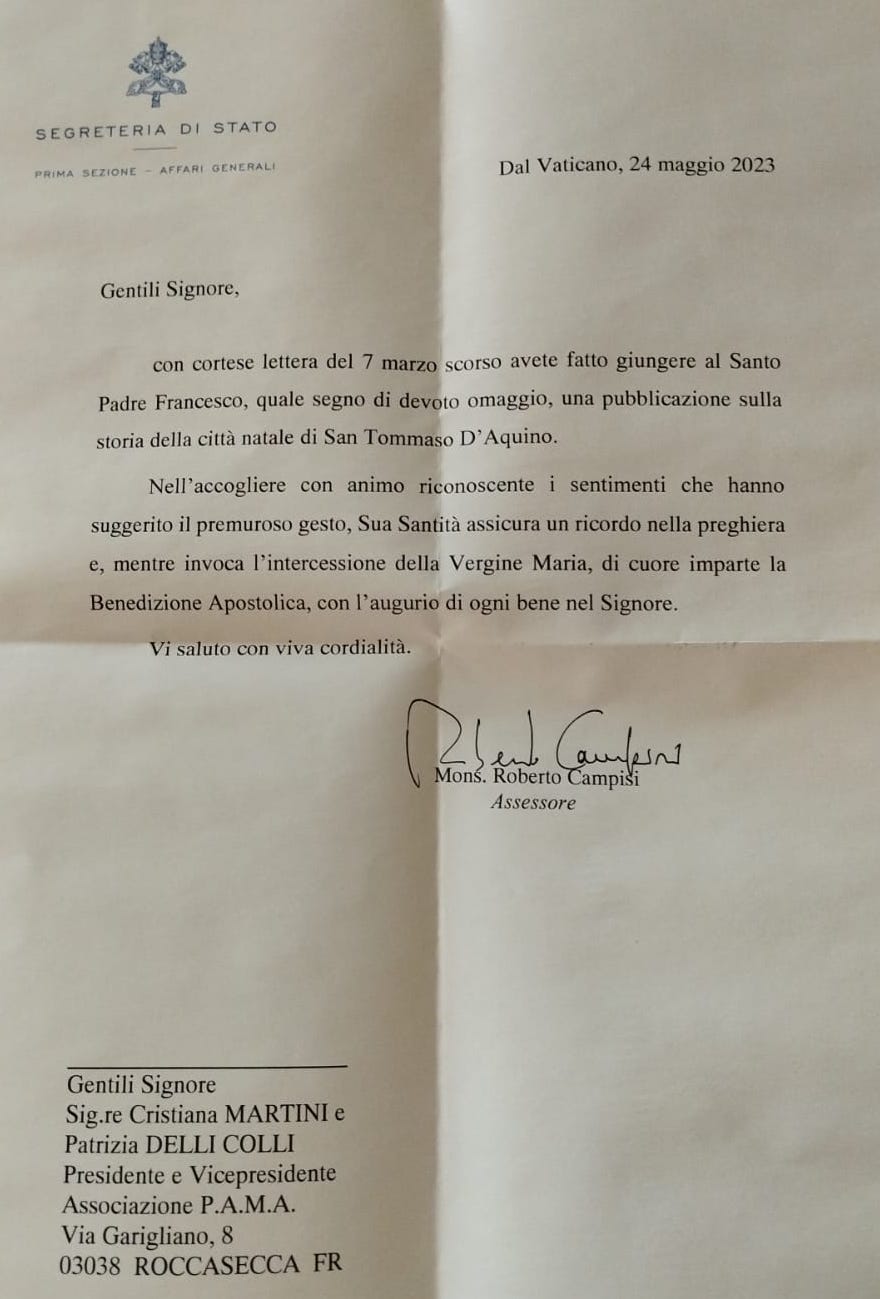 Comunicazioni con il Santo Padre