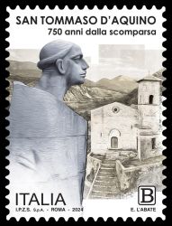 Francobollo commemorativo dedicato a San Tommaso d'Aquino